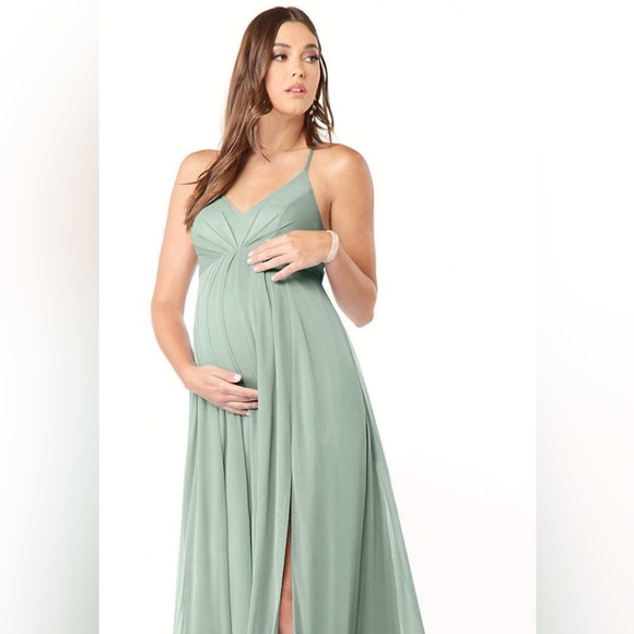 Azazie Sage Green Maternity Dress - Picture 1 of 4